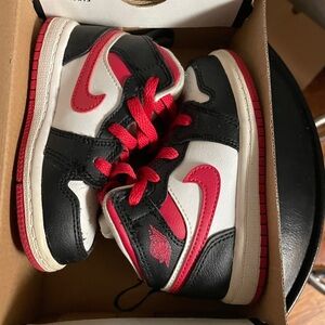 Jordan Kids Black, Red, and White Sneakers